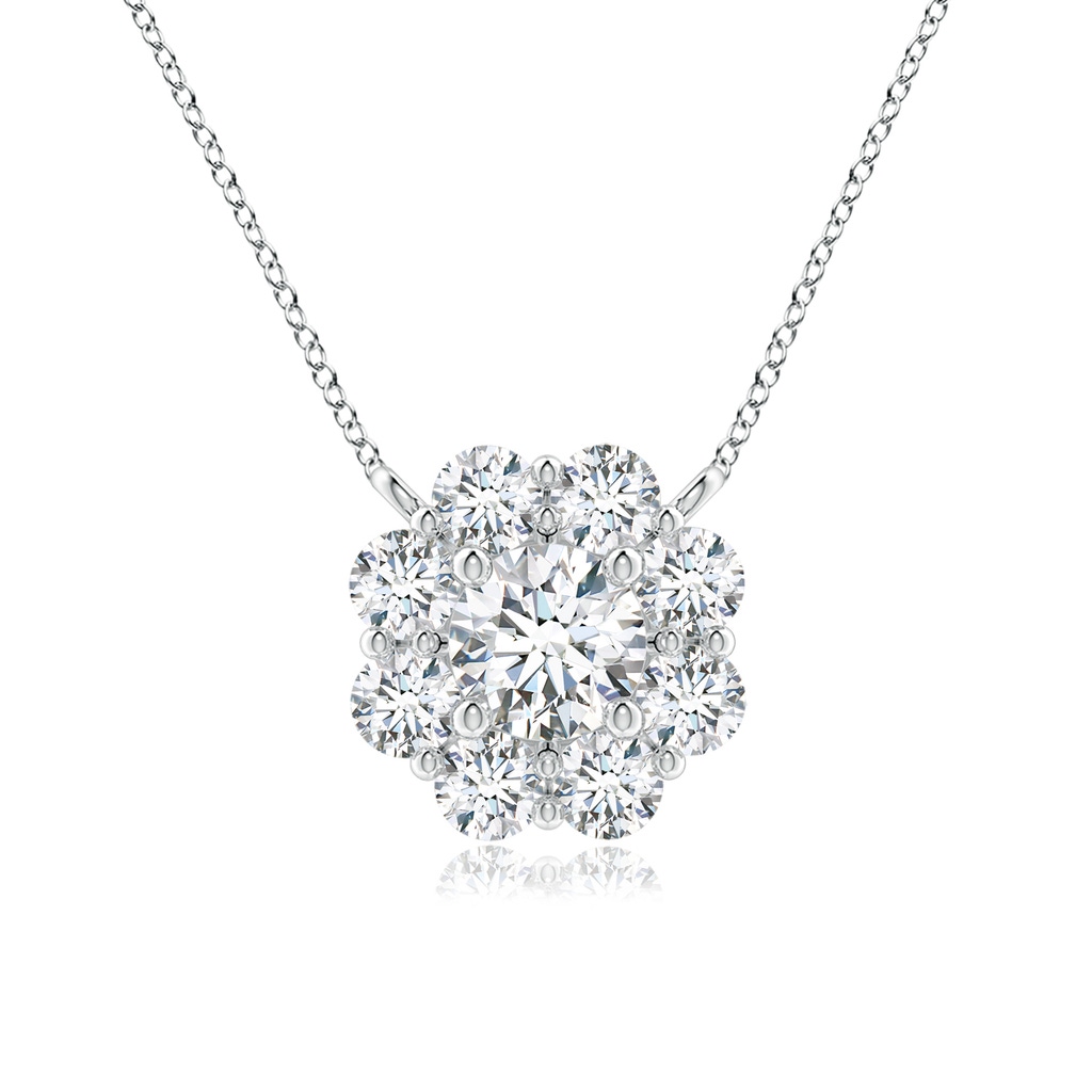 4.1mm GVS2 Floral Clustre Diamond Necklace in White Gold 