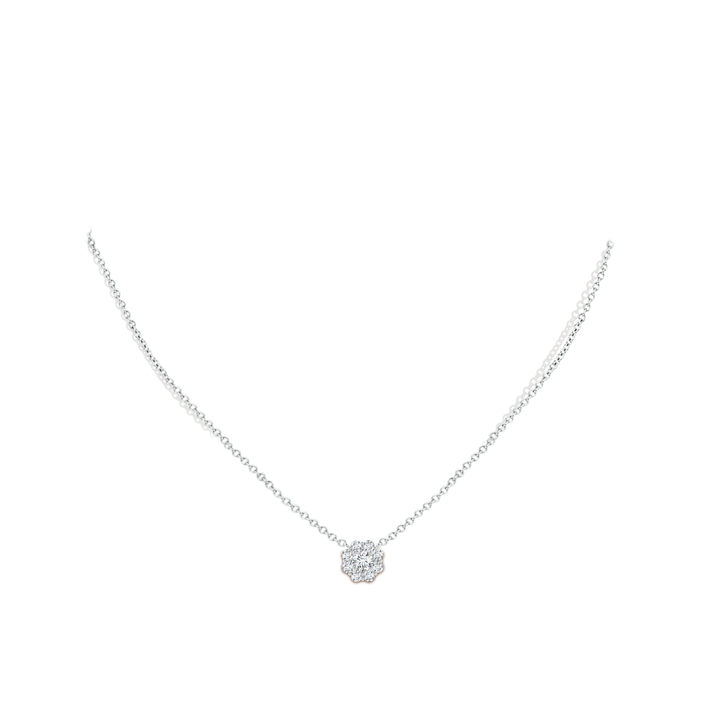 4.1mm GVS2 Floral Clustre Diamond Necklace in White Gold Body-Neck