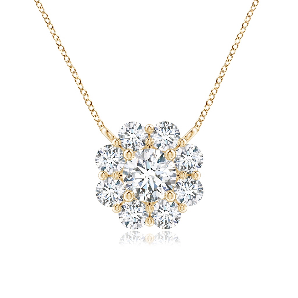 4.1mm GVS2 Floral Clustre Diamond Necklace in Yellow Gold 
