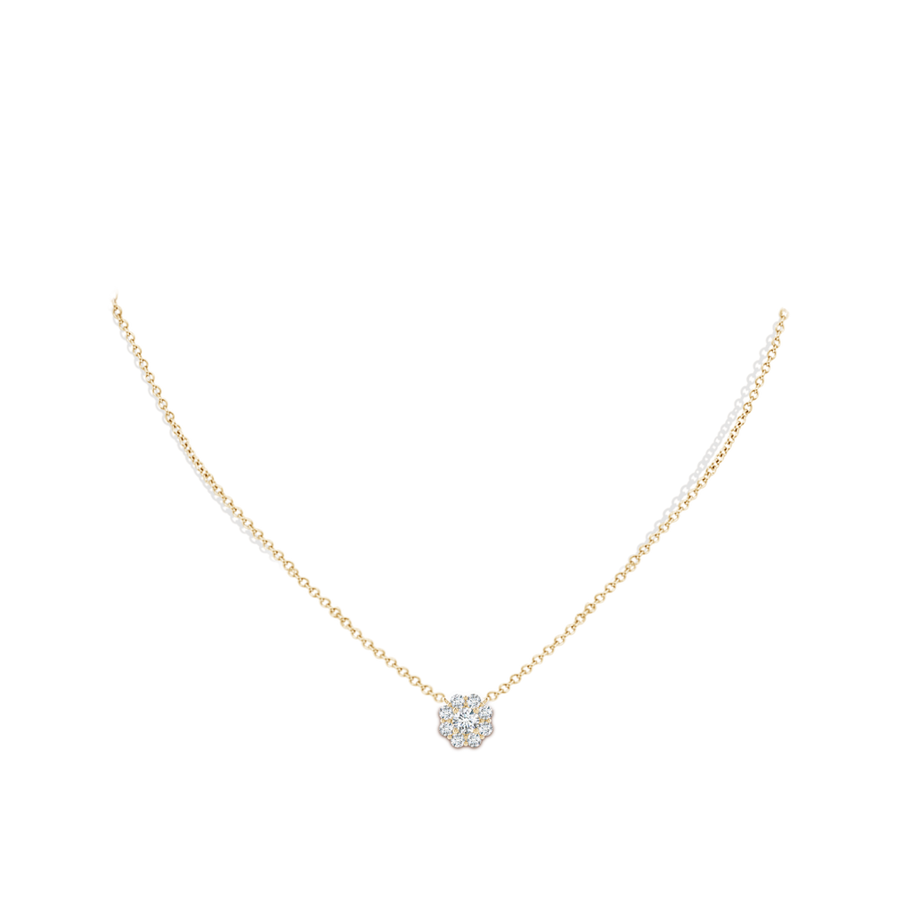 4.1mm GVS2 Floral Clustre Diamond Necklace in Yellow Gold Body-Neck