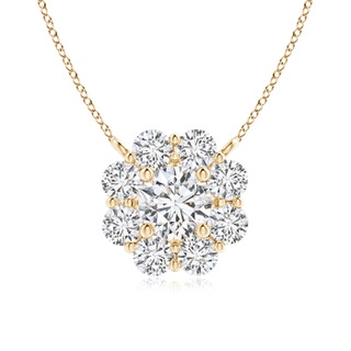 4.1mm HSI2 Floral Clustre Diamond Necklace in 9K Yellow Gold