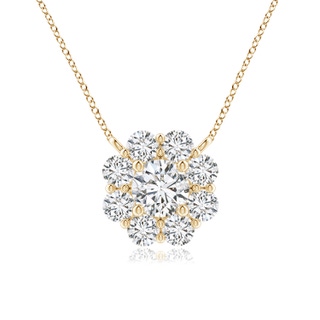 4.1mm HSI2 Floral Clustre Diamond Necklace in Yellow Gold