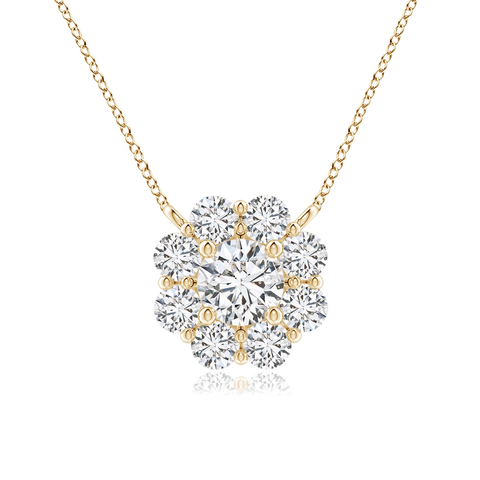 4.1mm HSI2 Floral Cluster Diamond Necklace in Yellow Gold 