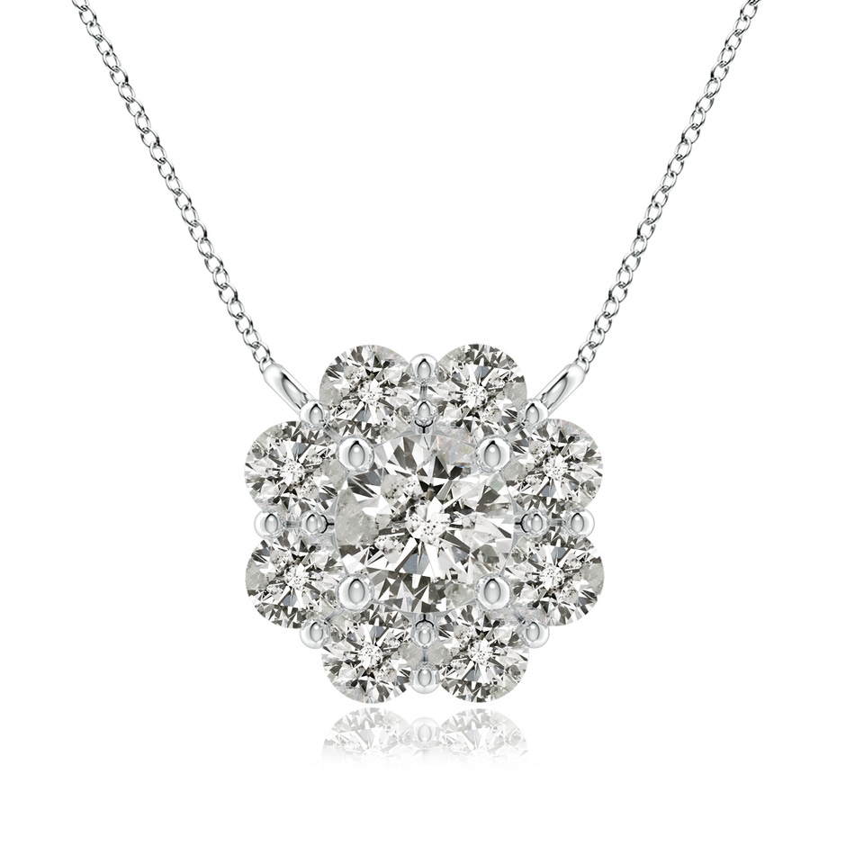 4.8mm KI3 Floral Cluster Diamond Necklace in White Gold 