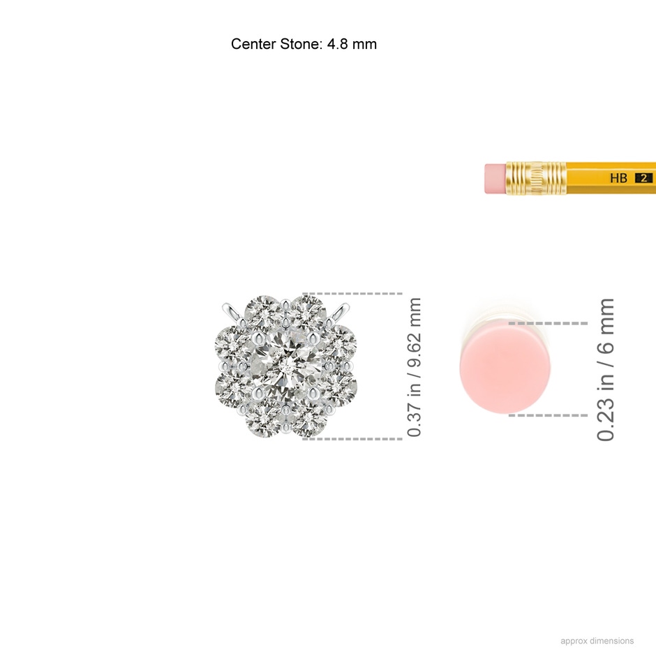 4.8mm KI3 Floral Cluster Diamond Necklace in White Gold ruler