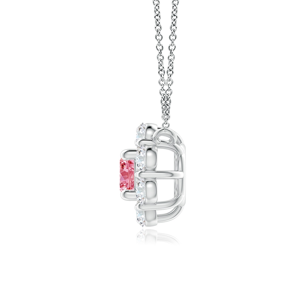 3.9mm AAAA Floral Cluster Fancy Intense Pink Diamond Necklace in P950 Platinum - side 199