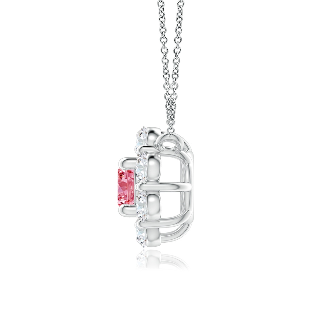 4.4mm AAAA Floral Cluster Fancy Intense Pink Diamond Necklace in White Gold - side 199