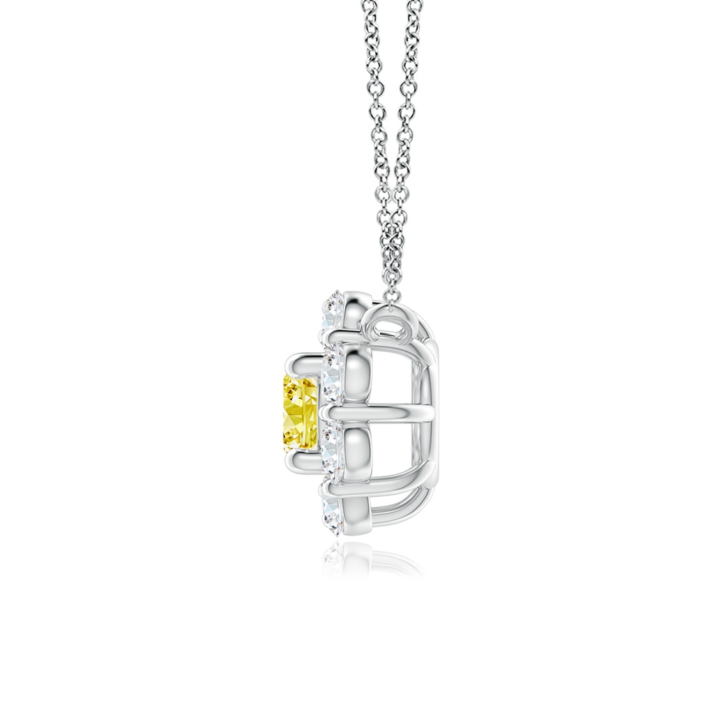 3.9mm AAAA Floral Cluster Fancy Intense Yellow Diamond Necklace in P950 Platinum - side 199