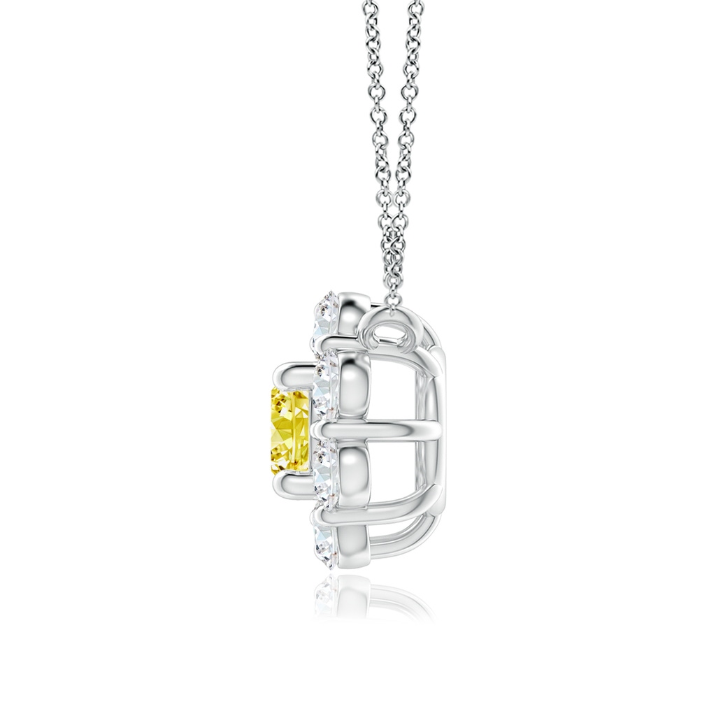 4.4mm AAAA Floral Cluster Fancy Intense Yellow Diamond Necklace in White Gold - side 199