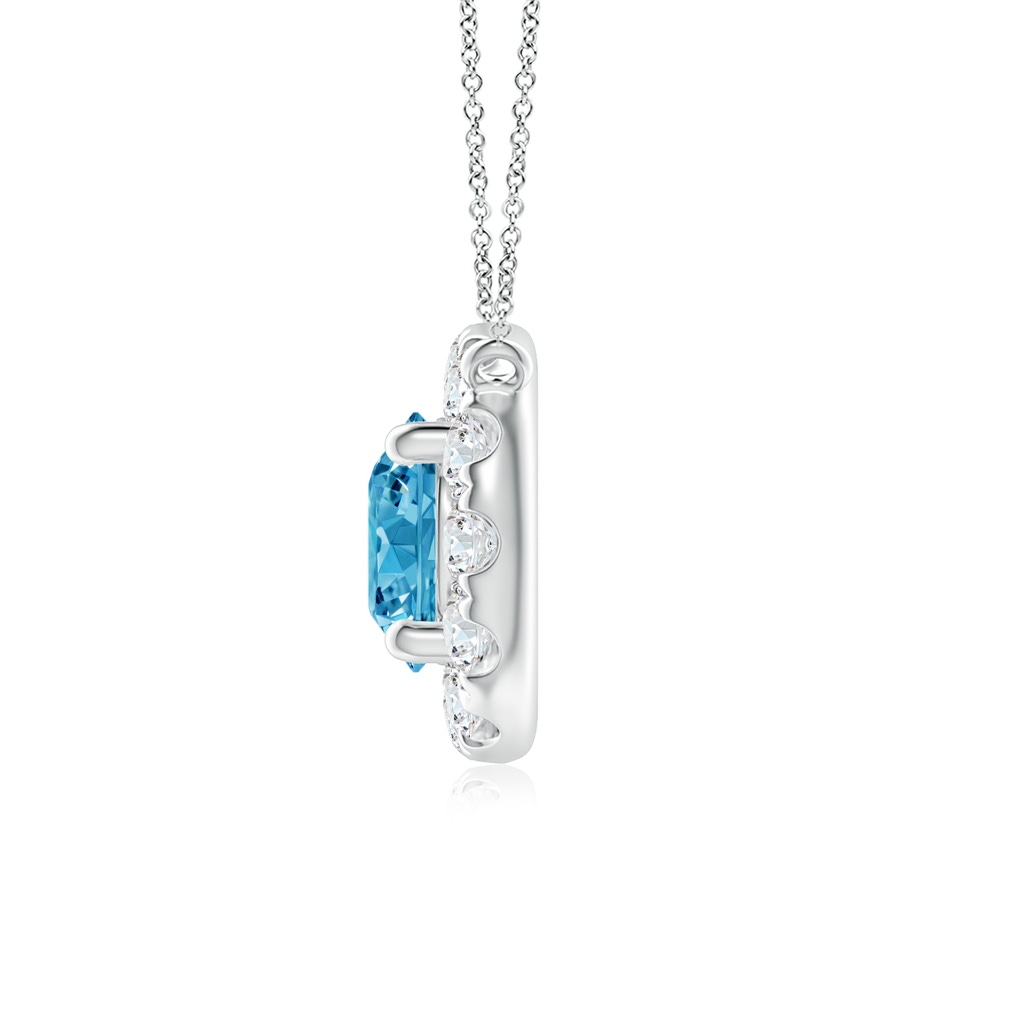 4.5mm AAAA Round Fancy Intense Blue Diamond Necklace with Halo in P950 Platinum - side 199