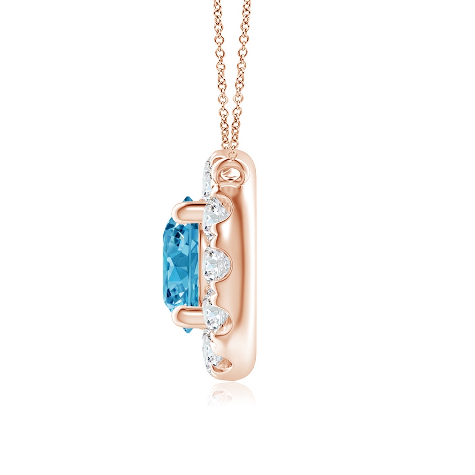 5.1mm AAAA Round Fancy Intense Blue Diamond Necklace with Halo in Rose Gold side 199