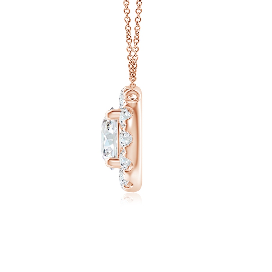 4.1mm GVS2 Round Diamond Necklace with Halo in Rose Gold side-1