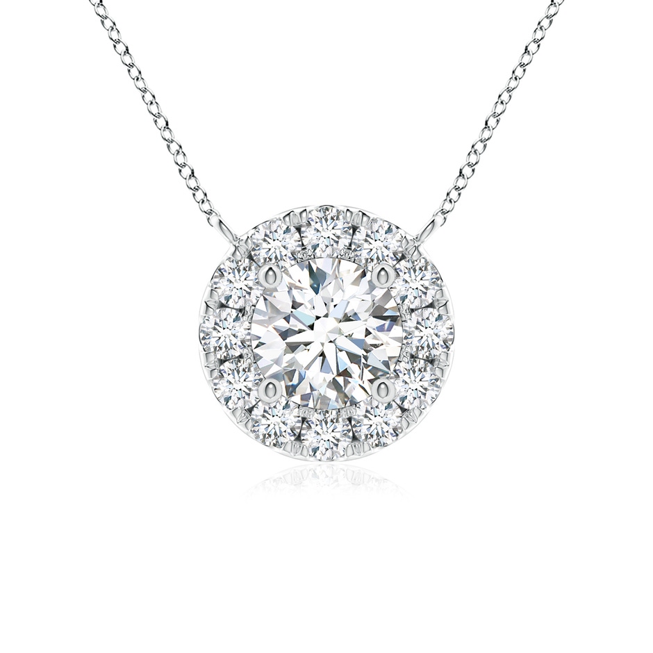 4.1mm GVS2 Round Diamond Necklace with Halo in White Gold 