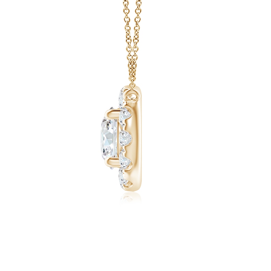 4.1mm GVS2 Round Diamond Necklace with Halo in Yellow Gold side-1