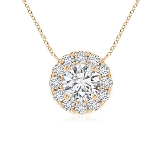 4.1mm HSI2 Round Diamond Necklace with Halo in 9K Yellow Gold