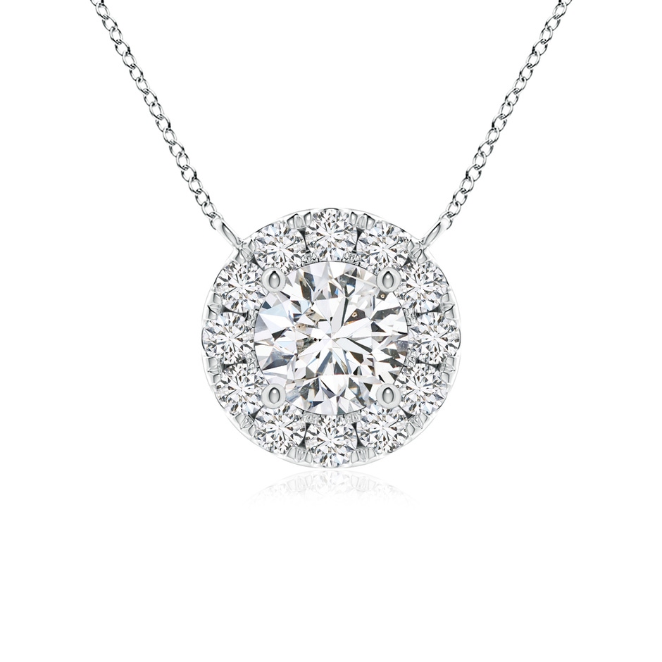 4.1mm HSI2 Round Diamond Necklace with Halo in P950 Platinum 