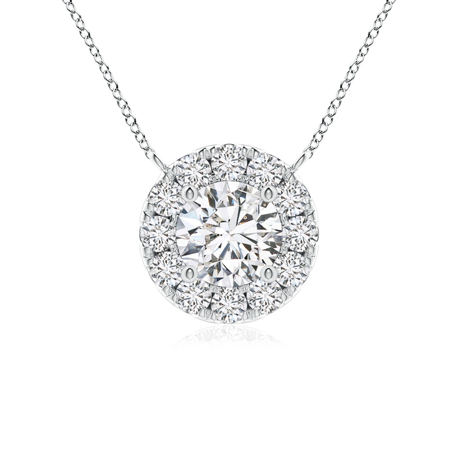 4.1mm HSI2 Round Diamond Necklace with Halo in White Gold 