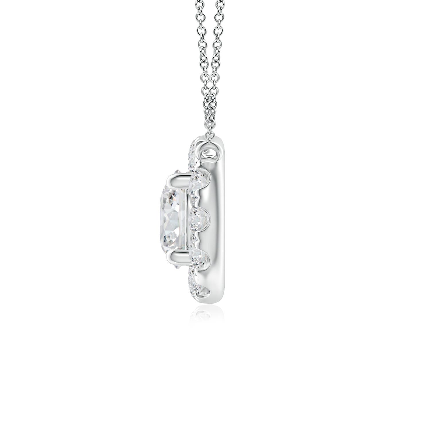 4.1mm HSI2 Round Diamond Necklace with Halo in White Gold