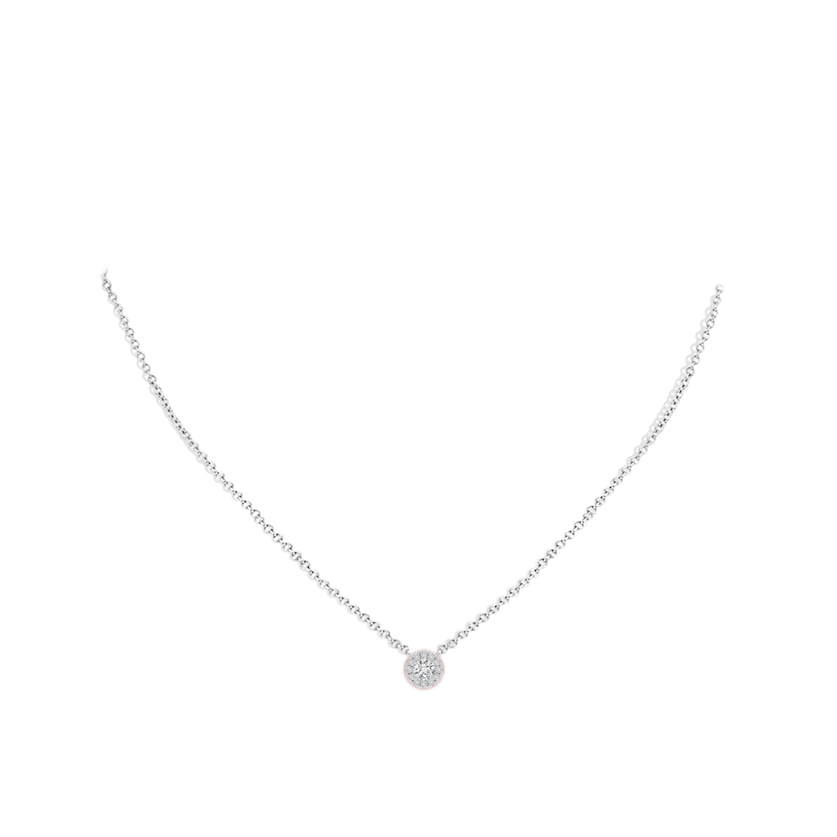 4.1mm HSI2 Round Diamond Necklace with Halo in White Gold body-neck