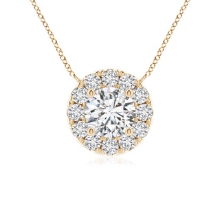4.1mm HSI2 Round Diamond Necklace with Halo in Yellow Gold