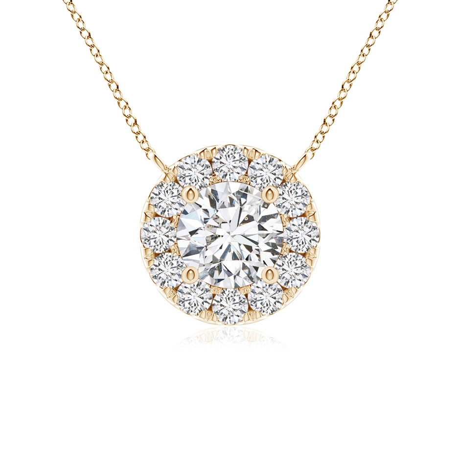 4.1mm HSI2 Round Diamond Necklace with Halo in Yellow Gold 
