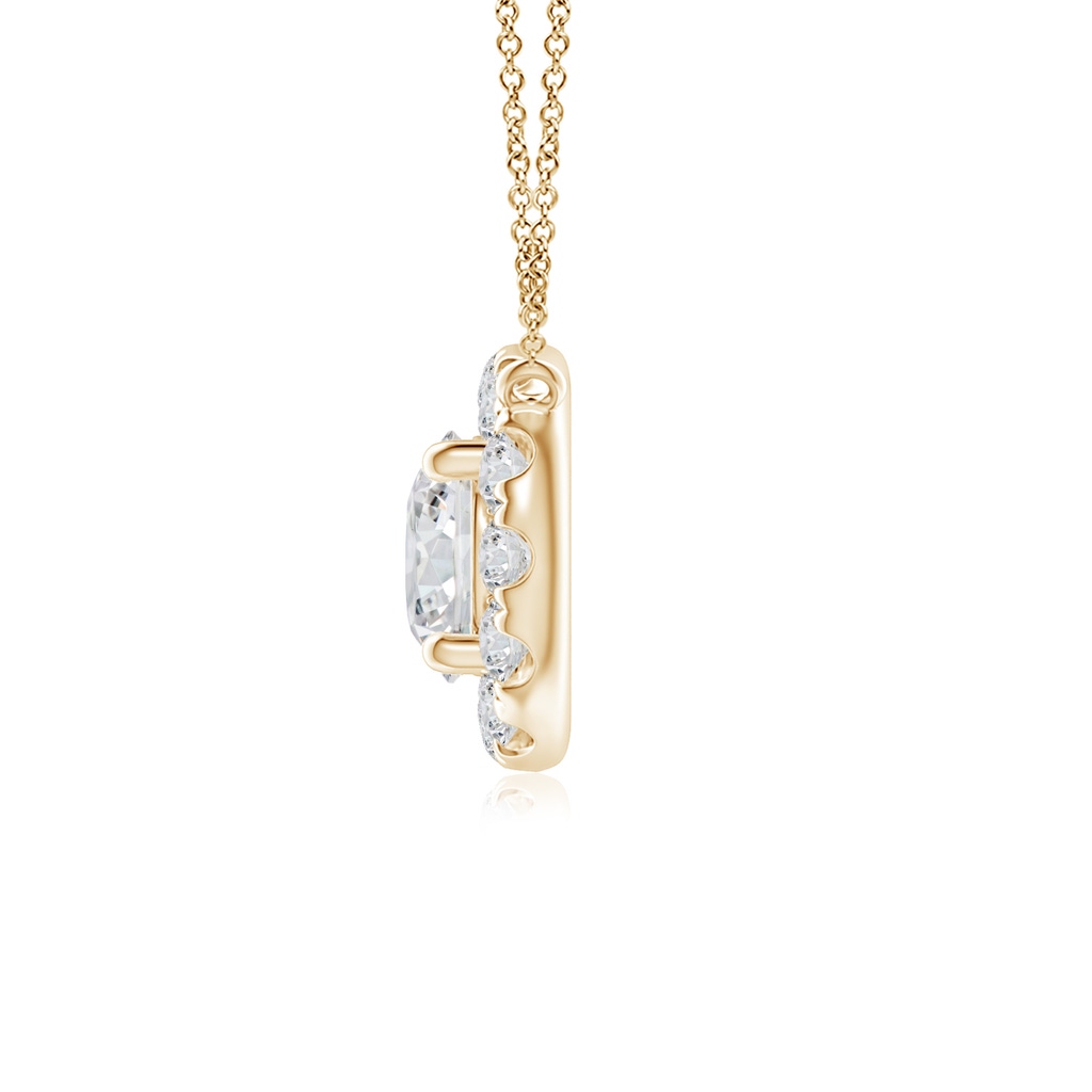 4.1mm HSI2 Round Diamond Necklace with Halo in Yellow Gold Side-1