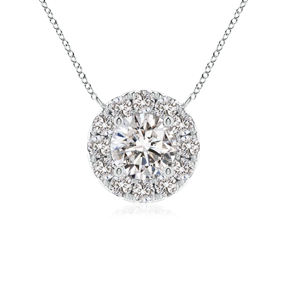 4.1mm IJI1I2 Round Diamond Necklace with Halo in White Gold 