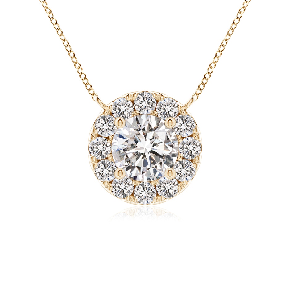 4.1mm IJI1I2 Round Diamond Necklace with Halo in Yellow Gold 