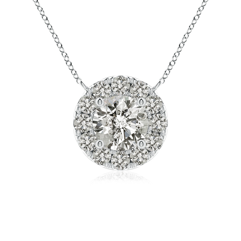 4.1mm KI3 Round Diamond Necklace with Halo in White Gold 