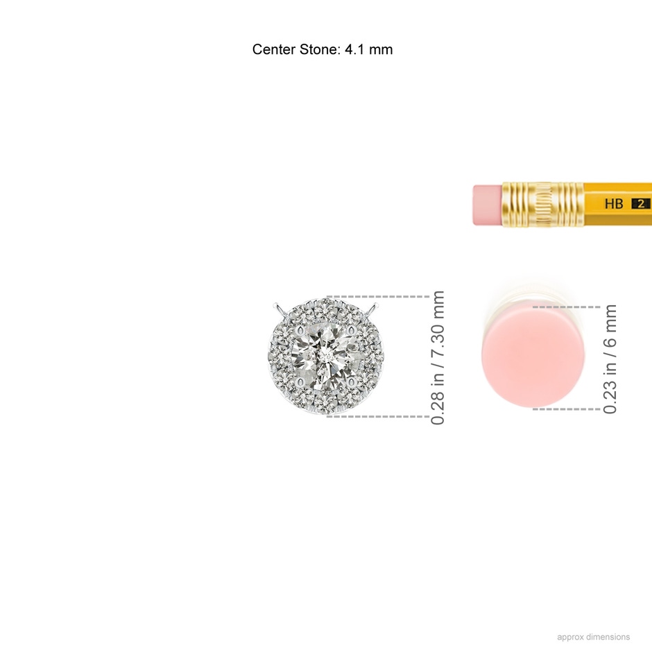 4.1mm KI3 Round Diamond Necklace with Halo in White Gold ruler