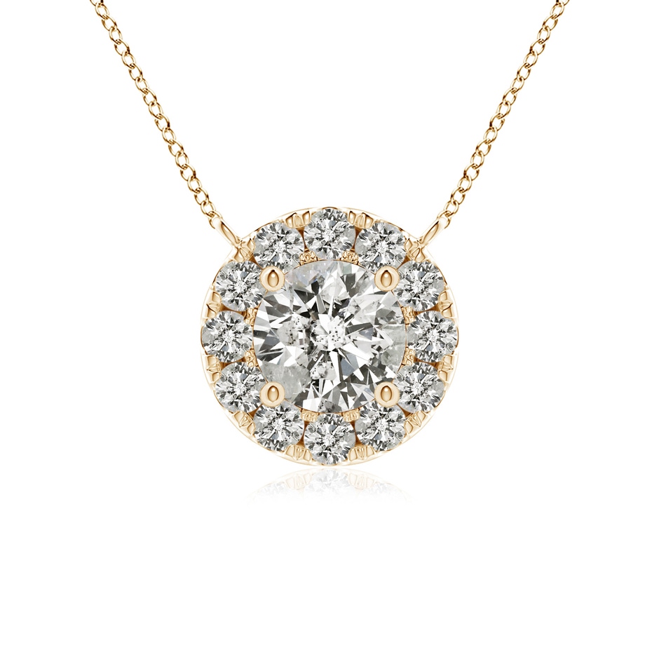 4.1mm KI3 Round Diamond Necklace with Halo in Yellow Gold 