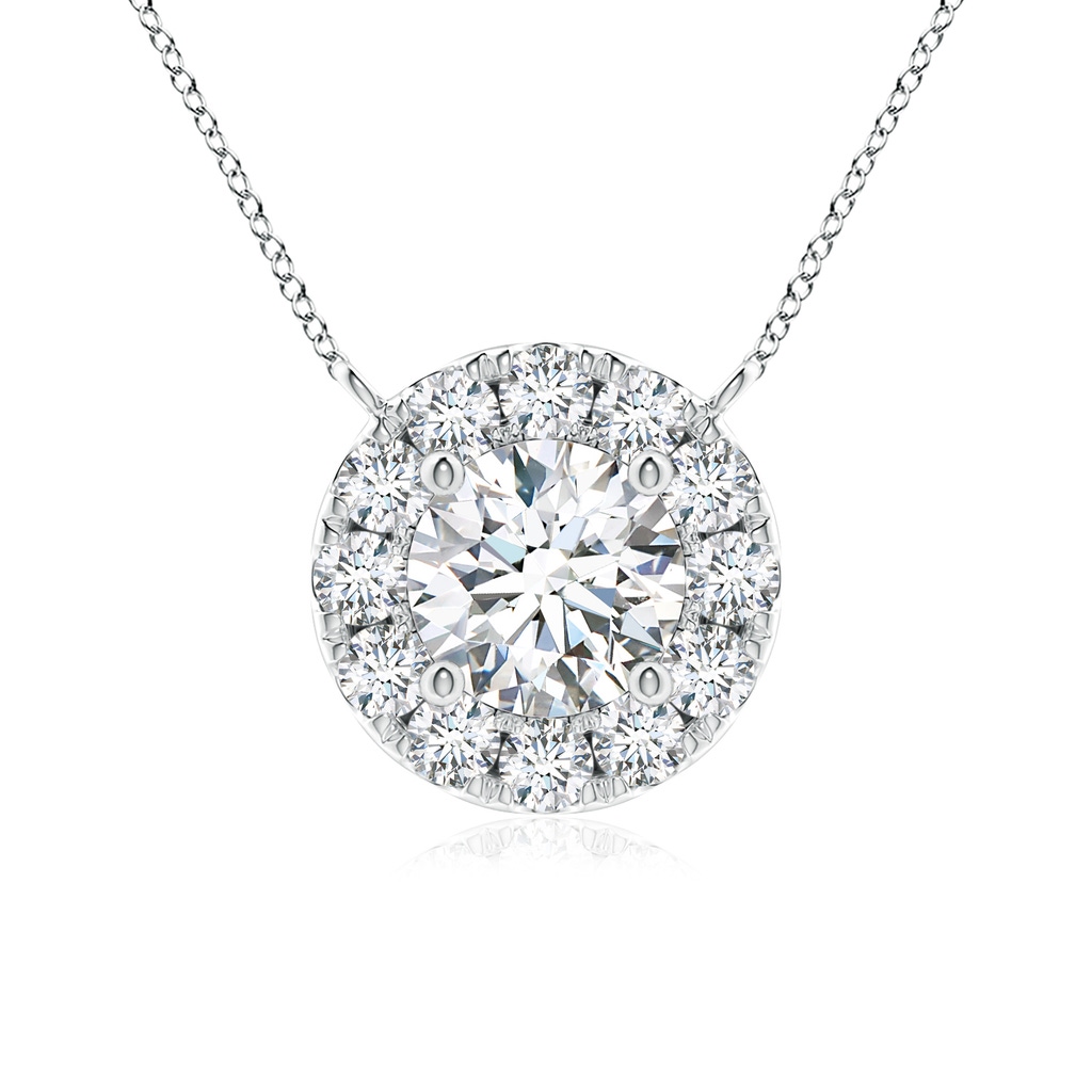 4.5mm GVS2 Round Diamond Necklace with Halo in White Gold