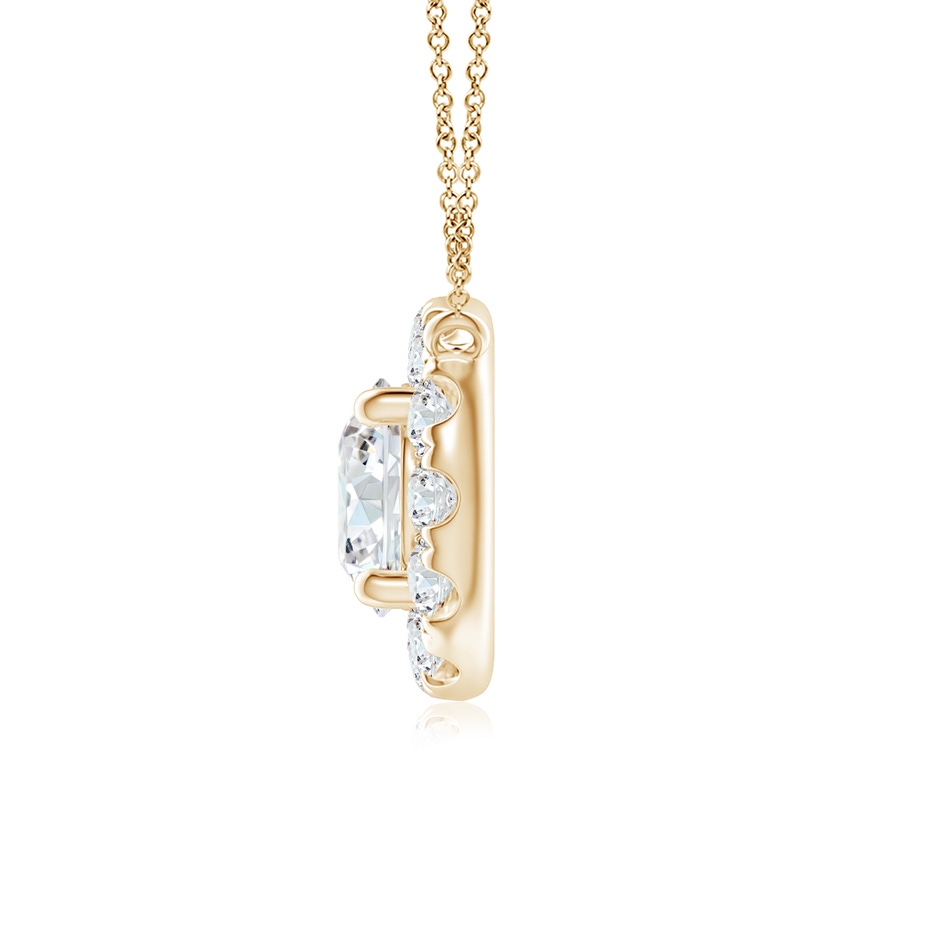 4.5mm GVS2 Round Diamond Necklace with Halo in Yellow Gold side-1