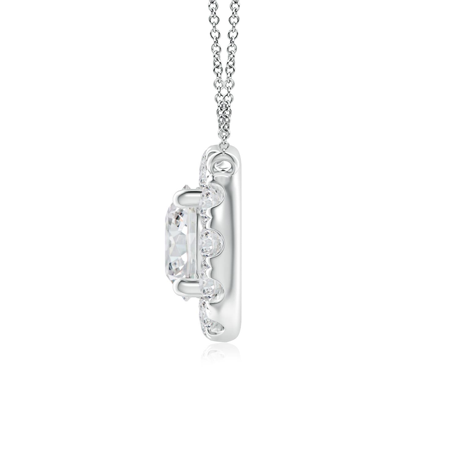 4.5mm HSI2 Round Diamond Necklace with Halo in White Gold