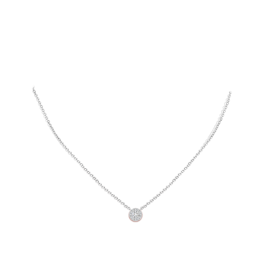 4.5mm HSI2 Round Diamond Necklace with Halo in White Gold Body-Neck
