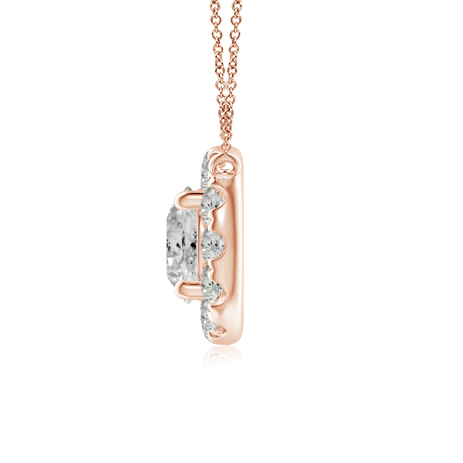 4.5mm KI3 Round Diamond Necklace with Halo in Rose Gold side-1