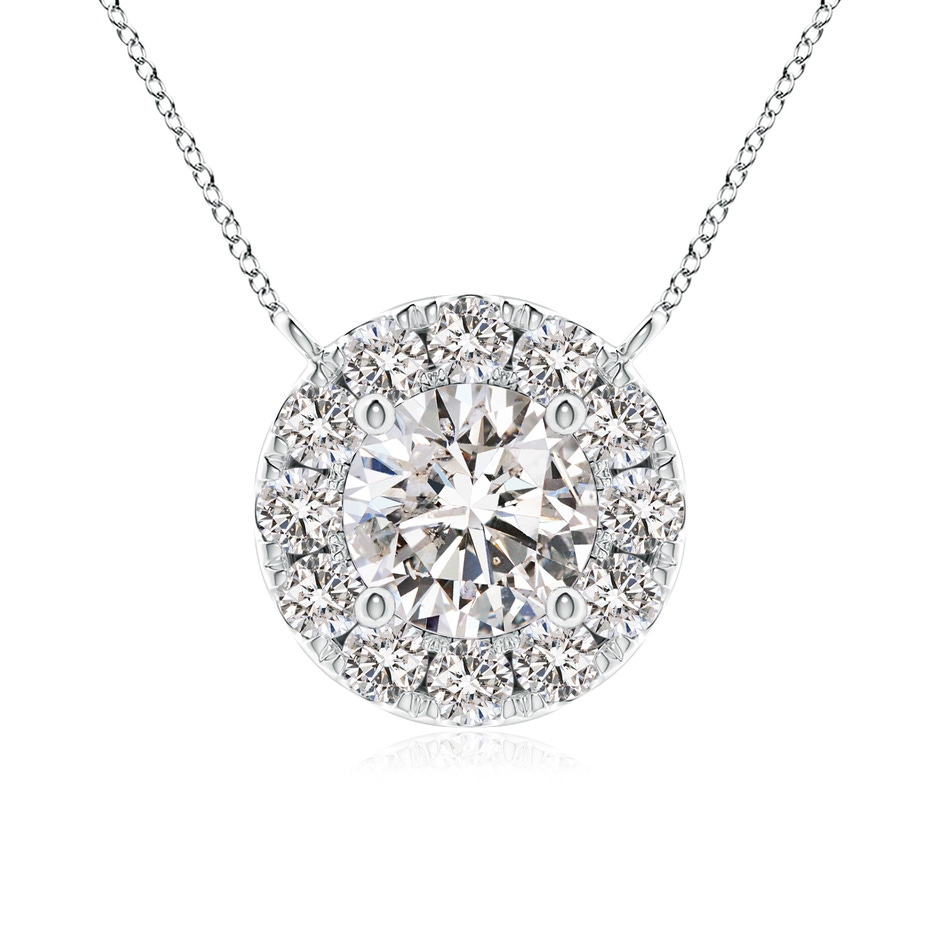 4.8mm IJI1I2 Round Diamond Necklace with Halo in White Gold 