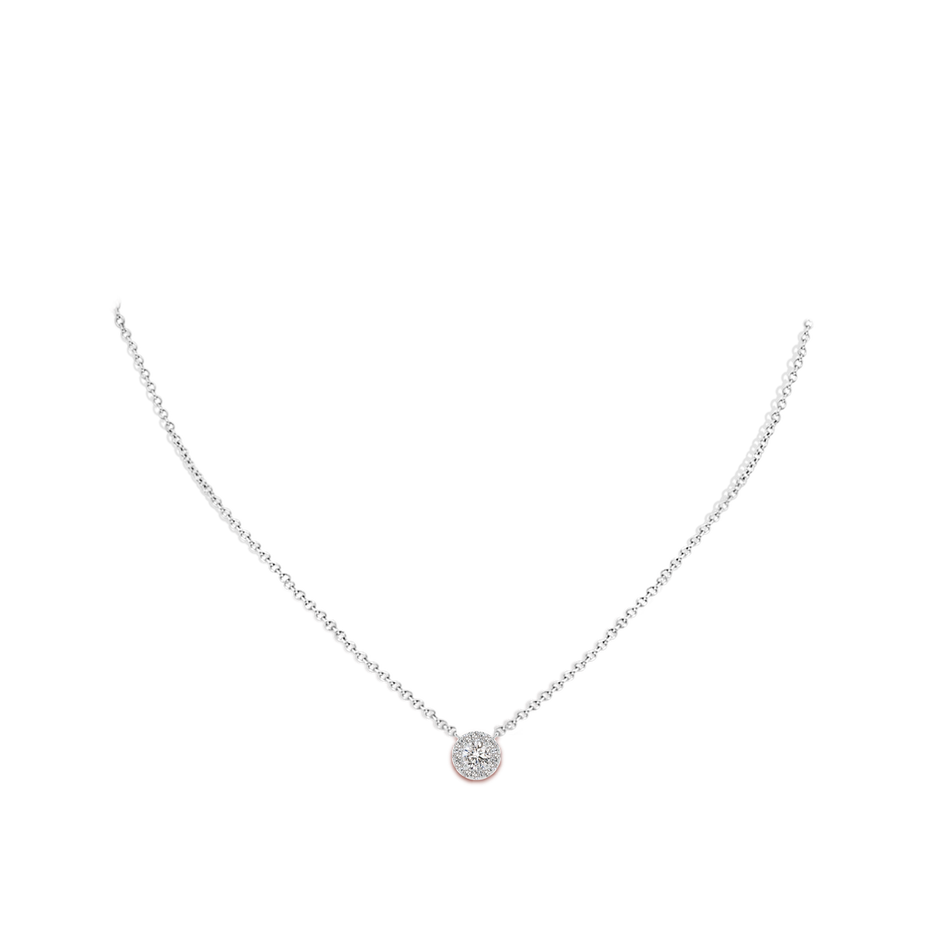 4.8mm IJI1I2 Round Diamond Necklace with Halo in White Gold body-neck