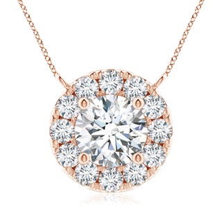 5.8mm GVS2 Round Diamond Necklace with Halo in 9K Rose Gold