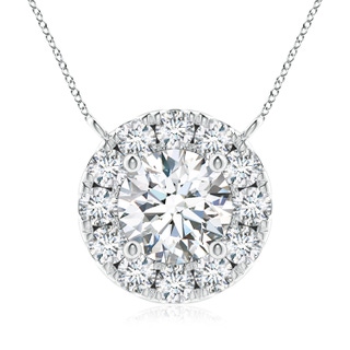 5.8mm GVS2 Round Diamond Necklace with Halo in P950 Platinum