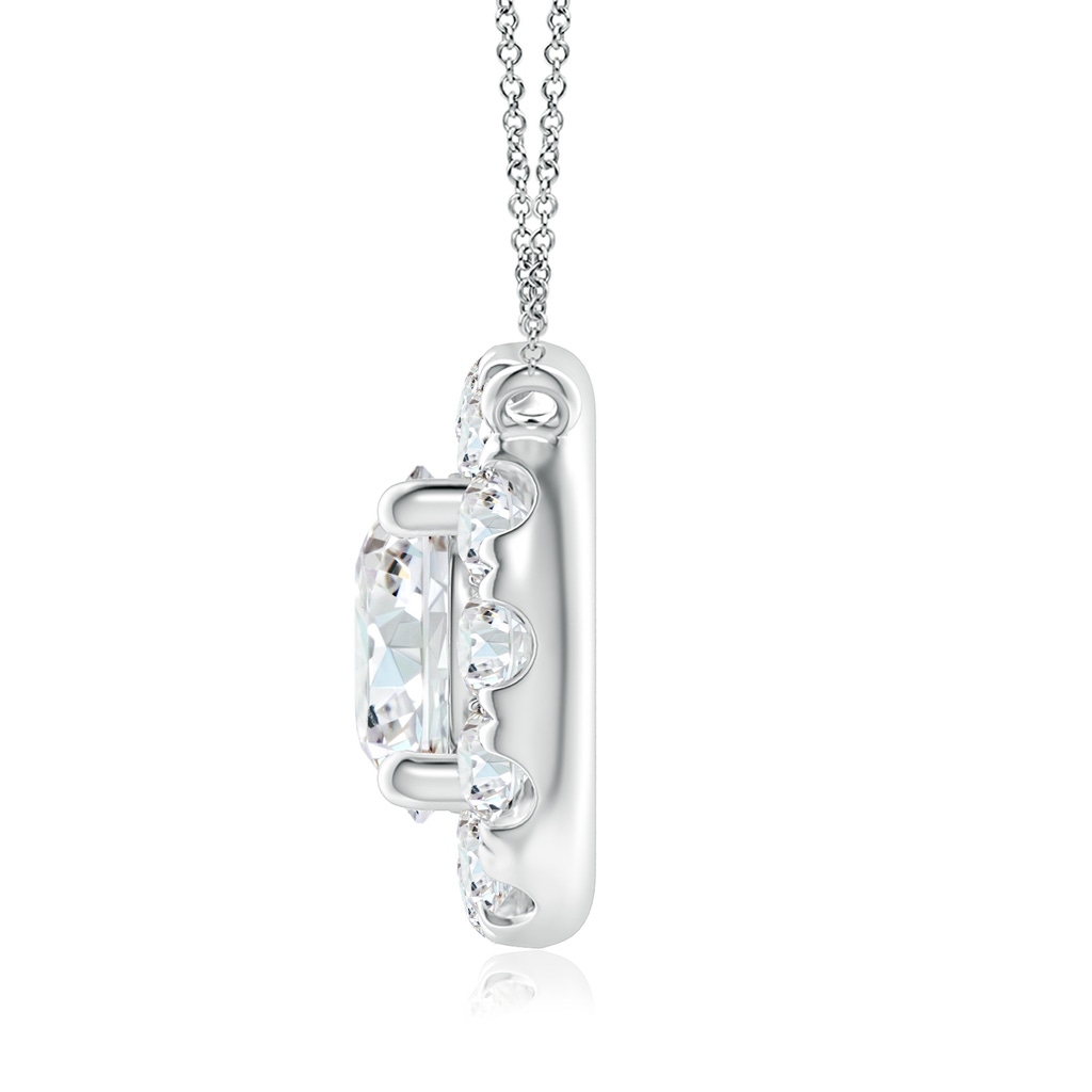 5.8mm GVS2 Round Diamond Necklace with Halo in P950 Platinum Side-1