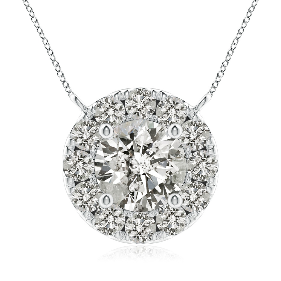 5.8mm KI3 Round Diamond Necklace with Halo in White Gold 
