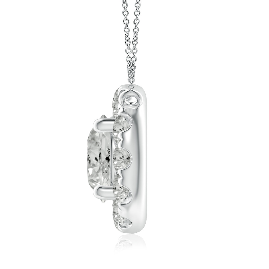 5.8mm KI3 Round Diamond Necklace with Halo in White Gold side-1