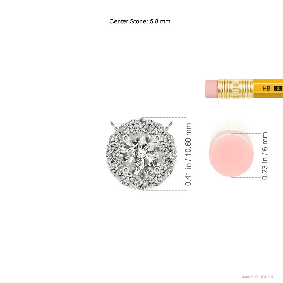 5.8mm KI3 Round Diamond Necklace with Halo in White Gold ruler