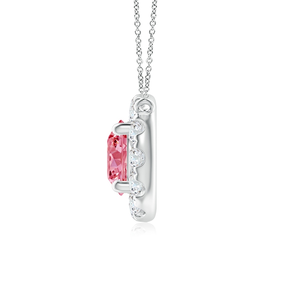 4.5mm AAAA Round Fancy Intense Pink Diamond Necklace with Halo in P950 Platinum - side 199