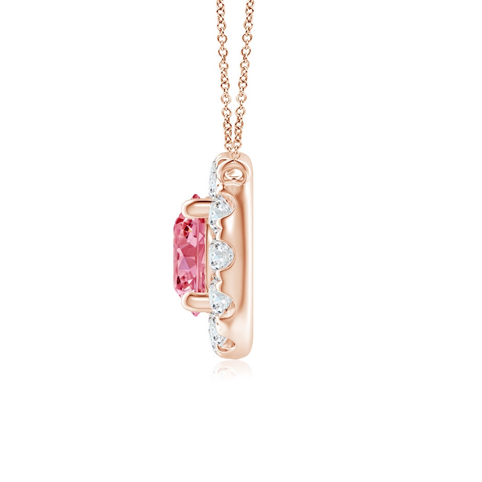 4.5mm AAAA Round Fancy Intense Pink Diamond Necklace with Halo in Rose Gold side 199