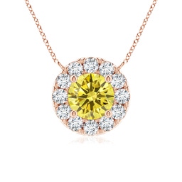 Halo Rose Gold Yellow Diamond Necklaces & Pendants