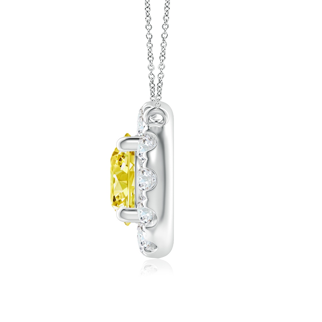 5.1mm AAAA Round Fancy Intense Yellow Diamond Necklace with Halo in White Gold - side 199