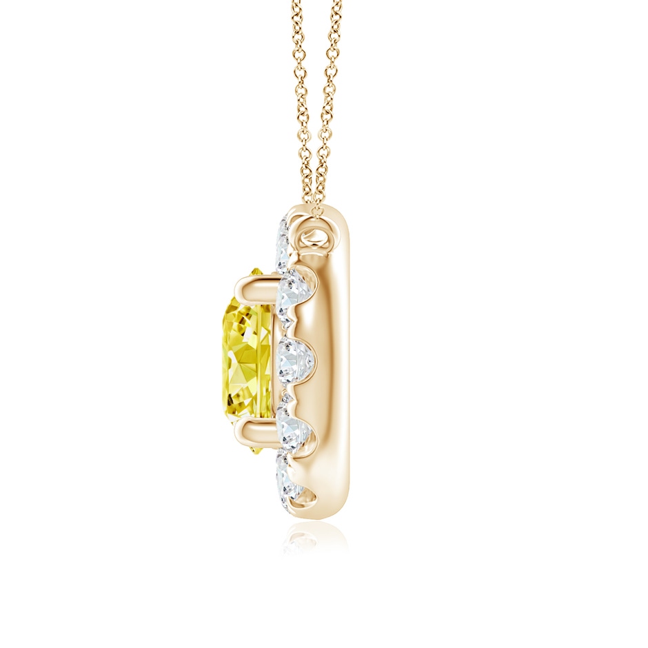 5.1mm AAAA Round Fancy Intense Yellow Diamond Necklace with Halo in Yellow Gold side 199