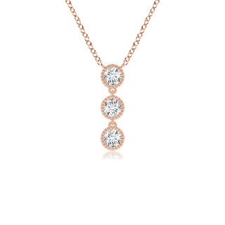 2.8mm GVS2 Bezel-Set Three Stone Diamond Necklace in 9K Rose Gold